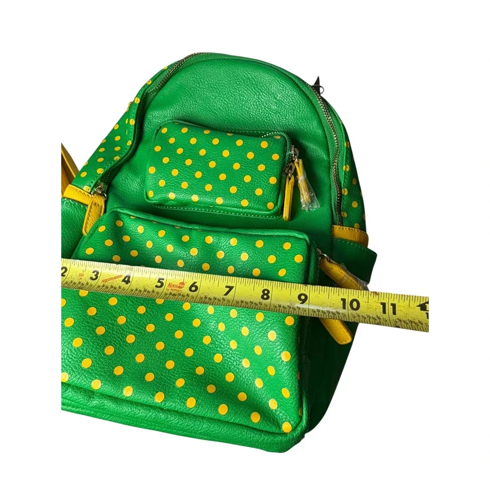 Score The Official Game‎ Day Bag Green Yellow Polka Dot Backpack NWT